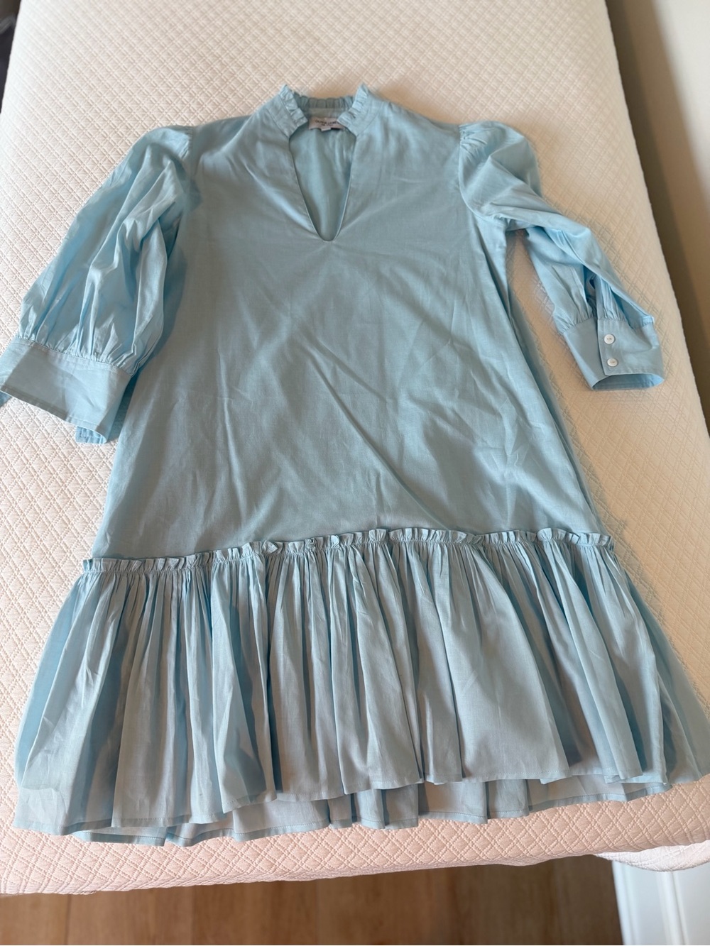 Olivia James Light Blue Ruffled Hem Dress